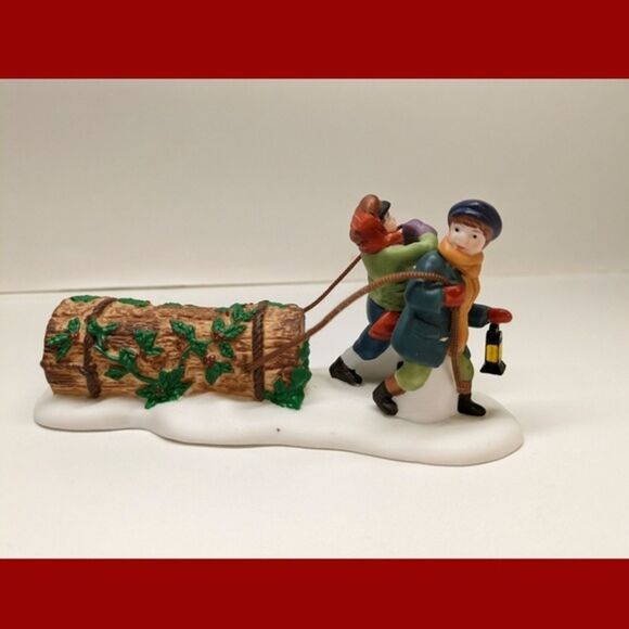 Dept 56 'Bringing Home The Yule Log' Dickens Village #5558-1, Vintage, MINT - Picture 1 of 5
